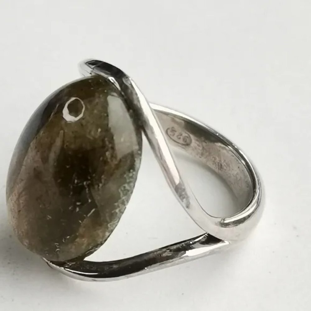 NEW Sterling silver cabochon Blue Flash Labradorite ring size 7 - Picture 2 of 6